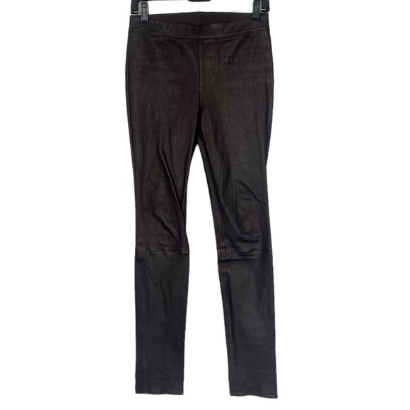 Helmut Lang Dark Brown Leather Pants Size 2 Skinny Ankle Crop